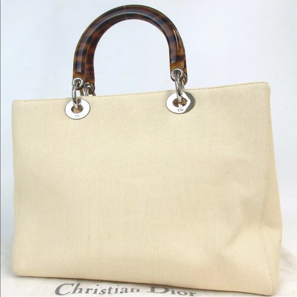 Authentic Dior Lady Dior Tortoise handle canvas BG - Picture 3 of 12